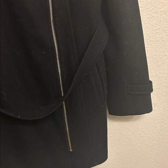 MICHAEL Michael Kors Women Black Long Zip Pea Coat with Gold Accents Size 4 - Picture 4 of 6